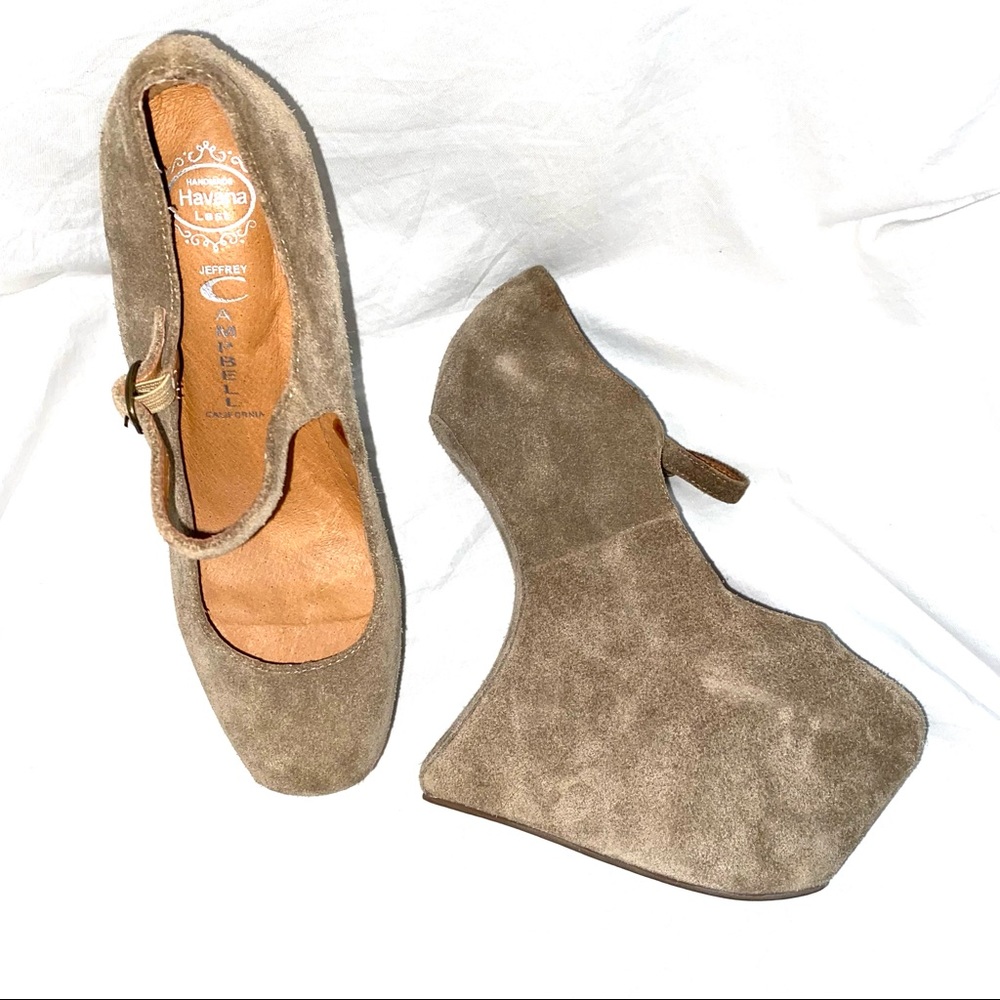 Jeffrey Campbell Night Walk heels tan camel suede size 7